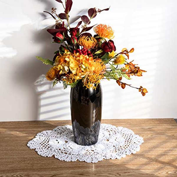 Eiyye 2피스 수제 면 크로셰 냅킨 타원형 레이스 테이블 크로셰 플레이스 매트 12x17인치, 화이트