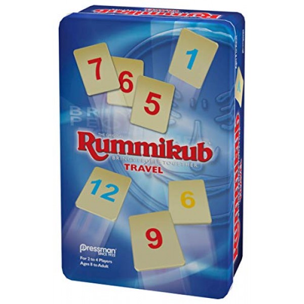 Travel Tin의 Rummikub - Pressman의 오리지널 러미 타일 게임, Blue(B07GLGBW9X)
