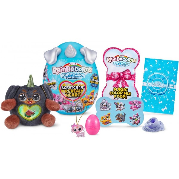Rainbocorns Sparkle Heart Surprise Series 3, Puppycorn Surprise, Trixie the Daschund, Collectible Plush, 7 Layers of Surprises, Scratch and Reveal Heart, Ages 3+ (Daschund) Daschund (Trixie)