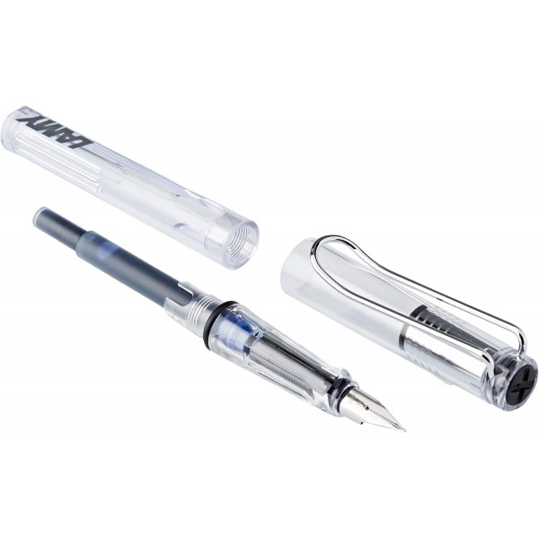 LAMY vista 만년필 012 - 펜촉 강도 M & ONLINE, 17026, 20x AA8 호환 라미 카트리지 블루, 범용 잉크 카트리지, 교체용 카트리지, 지울 수 있는, 세척 가능, 또한 잉크 카트리지 롤