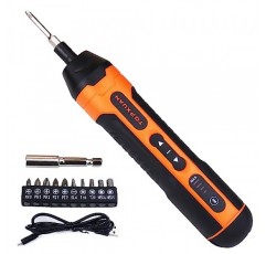 TOPXUAN 4V 충전식 무선 드라이버 키트, LED 조명 및 USB 충전 배터리, 속도 조절 가능, 전기 및 수동, USB 케이블 및 11pcs 비트 세트, 1비트 확장기 포함