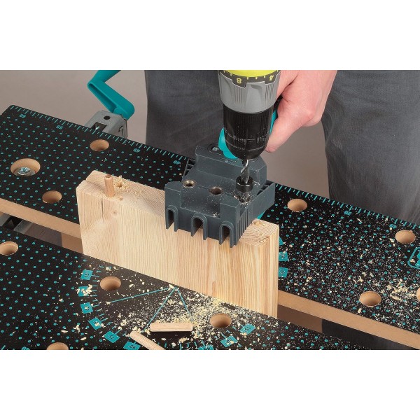 Wolfcraft Universal Dowel Jig (클린 코너용 실용 Dowel Jig) 및 Universal Depth Stop Set 3 Pcs. I 2755000 I 제한된 깊이 드릴링용