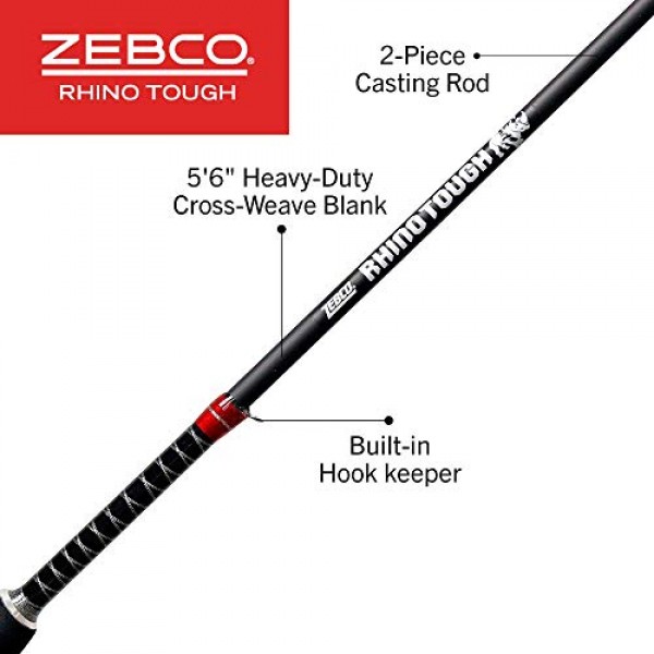 Zebco Rhino 견고한 글로우팁 캐스팅 낚싯대(헤비듀티 가이드 포함), EVA 폼 핸들