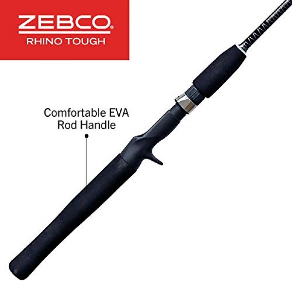 Zebco Rhino 견고한 글로우팁 캐스팅 낚싯대(헤비듀티 가이드 포함), EVA 폼 핸들
