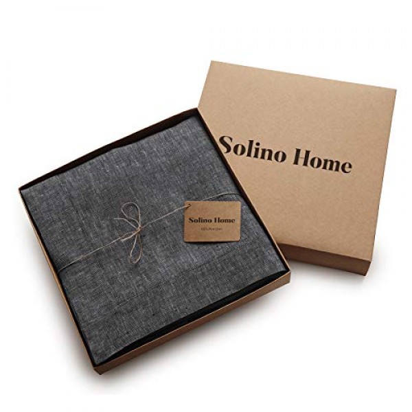 Solino 홈 리넨 식탁보 60 x 108인치 – 100% 순수 유럽 아마 리넨 차콜 그레이 식탁보 – 기계 세탁이 가능한 실내외용 직사각형 식탁보 – Athena