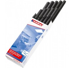 edding 8011 클린룸 마커 - 검정 - 10 펜 - 미세 총알 팁 0.6 mm - 클린룸 용지, 투명 용지, 라미네이트 용지에 필기용 - 라벨이 없는 저분진 제품 01: 10 펜 - 검정