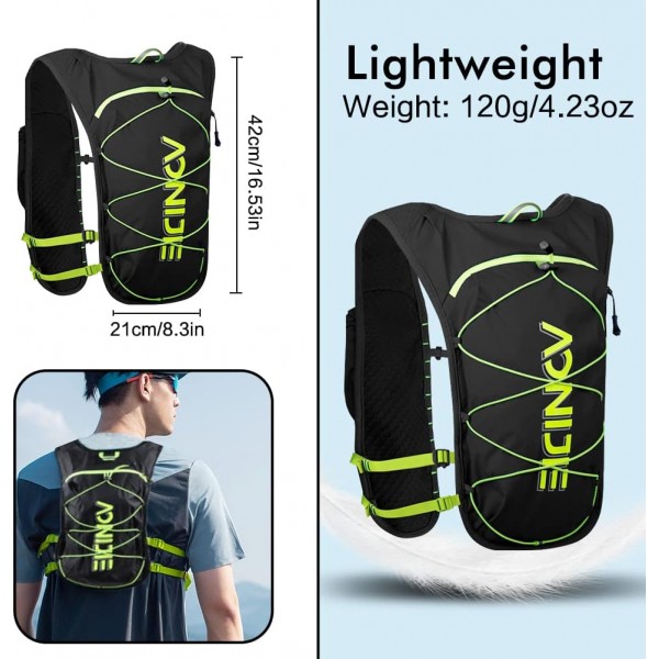 하이드레이션 팩, Geila Running 하이드레이션 조끼, 마라톤 트레일 러닝 백팩, 통기성 백팩, 아웃도어 스포츠 마라토너 러닝 조끼, 라이트 워터 백팩, 블랙