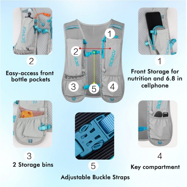 하이드레이션 팩, Geila Running 하이드레이션 조끼, 마라톤 트레일 러닝 백팩, 통기성 백팩, 아웃도어 스포츠 마라토너 러닝 조끼, 라이트 워터 백팩, 블랙