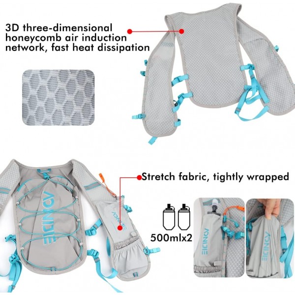 하이드레이션 팩, Geila Running 하이드레이션 조끼, 마라톤 트레일 러닝 백팩, 통기성 백팩, 아웃도어 스포츠 마라토너 러닝 조끼, 라이트 워터 백팩, 블랙