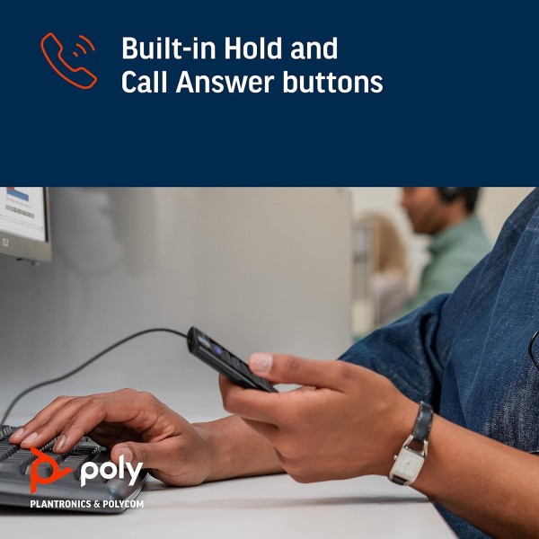 Poly - USB-A 및 USB-C가 포함된 EncorePro 525-M USB 헤드셋(Plantronics) - 청력 보호 장치 - 통화 보류 및 응답 버튼 - 팀에 최적화됨 - Binaural Stereo Standard Teams 인증