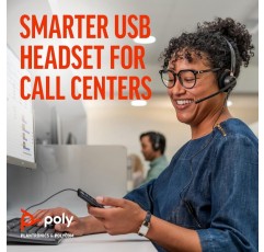 Poly - USB-A 및 USB-C가 포함된 EncorePro 525-M USB 헤드셋(Plantronics) - 청력 보호 장치 - 통화 보류 및 응답 버튼 - 팀에 최적화됨 - Binaural Stereo Standard Teams 인증
