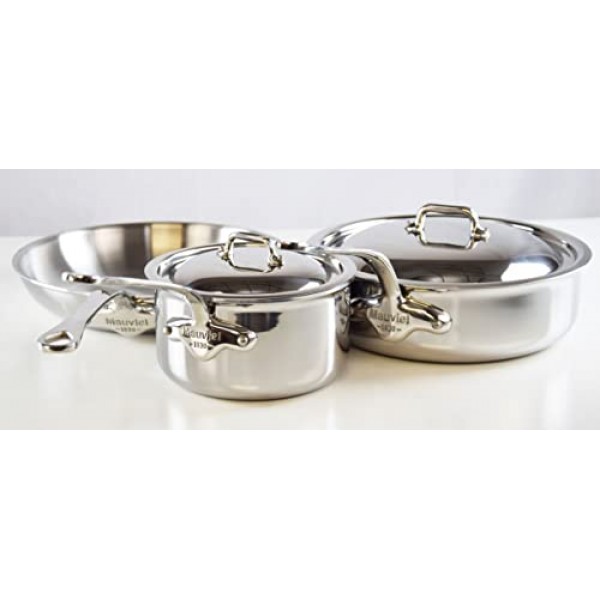 Mauviel M'Cook 5겹 광택 스테인리스 스틸 5피스 조리기구 세트, 주조 스테인리스 스틸 손잡이 포함, 프랑스산