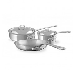 Mauviel M'Cook 5겹 광택 스테인리스 스틸 5피스 조리기구 세트, 주조 스테인리스 스틸 손잡이 포함, 프랑스산