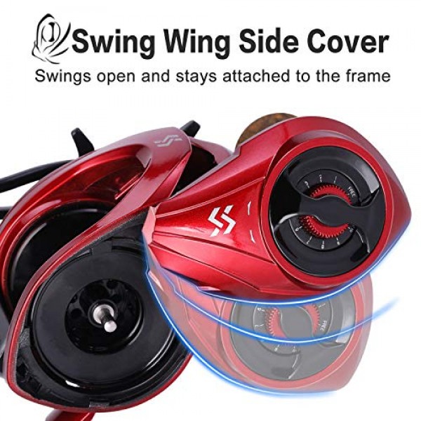 Sougayilang 베이트캐스팅 릴, 자기 제동 시스템을 갖춘 8:1 기어비 낚시 릴 캐스팅 릴, 9 + 1 볼 베어링 매우 부드러운 부식 방지 베이트캐스터 릴