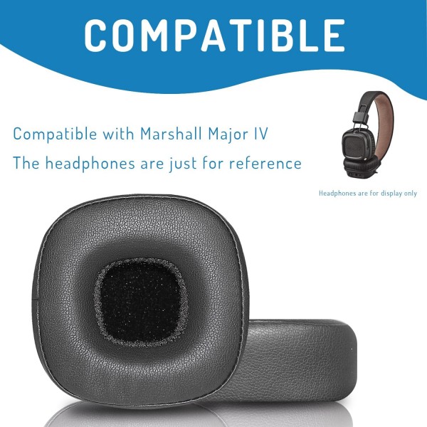 부드러운 단백질 가죽과 메모리 폼으로 제작된 Marshall Major IV 무선 헤드폰 교체용 이어 패드와 호환되는 Adhiper Major IV 이어 패드(검은색)