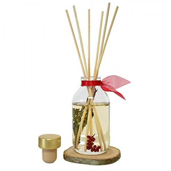 LOVSPA 조이 윈터베리 가문비나무 리드 디퓨저 스틱 세트 - 삼나무, 발삼, 베리 및 향신료 향 오일 - 겨울 휴가 홈 장식 미국산