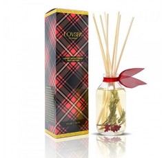 LOVSPA 조이 윈터베리 가문비나무 리드 디퓨저 스틱 세트 - 삼나무, 발삼, 베리 및 향신료 향 오일 - 겨울 휴가 홈 장식 미국산