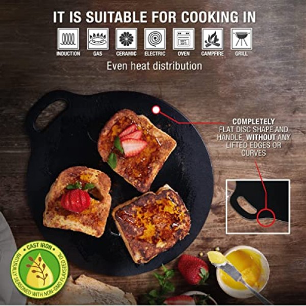 Victoria Cast Iron Dosa Pan. Pizza Pan, Crepe Pan, Dosa Tawa, Roti Tawa, Budare, 12 Inch: Home & Kitchen