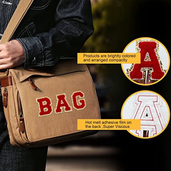 26pcs 셔닐 실 레드 영어 문자 A-Z, 알파벳 글리터 패치 스웨터 의류, 모자, 가방, DIY 액세서리 (빨간색, A-Z) 용 수 놓은 바느질/철제 패치 아플리케