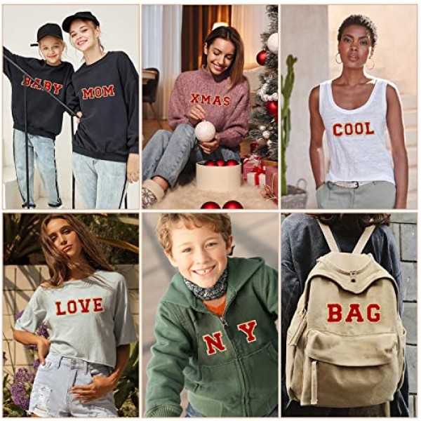 26pcs 셔닐 실 레드 영어 문자 A-Z, 알파벳 글리터 패치 스웨터 의류, 모자, 가방, DIY 액세서리 (빨간색, A-Z) 용 수 놓은 바느질/철제 패치 아플리케