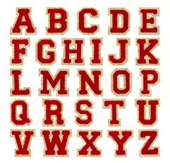 26pcs 셔닐 실 레드 영어 문자 A-Z, 알파벳 글리터 패치 스웨터 의류, 모자, 가방, DIY 액세서리 (빨간색, A-Z) 용 수 놓은 바느질/철제 패치 아플리케