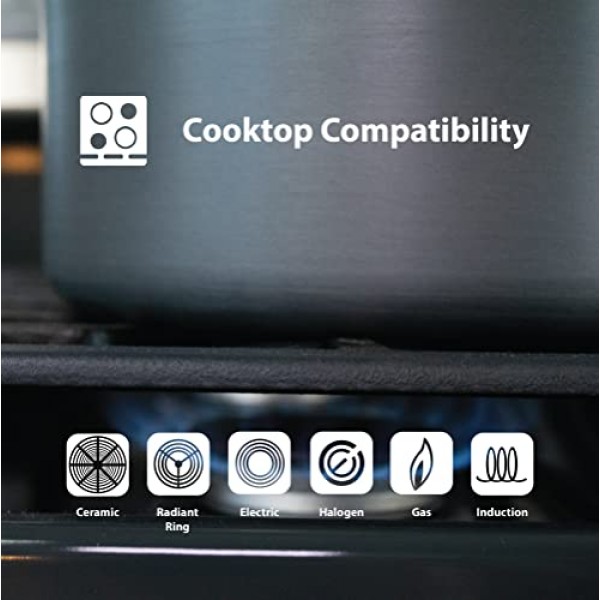 Swiss Diamond Hard Anodized Induction Compatible Stockpot/Dutch Oven with Lid - 식기 세척기 및 오븐 사용 가능, 5쿼트 논스틱 팬: 가정 및 주방