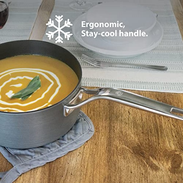 Swiss Diamond Hard Anodized Induction Compatible Stockpot/Dutch Oven with Lid - 식기 세척기 및 오븐 사용 가능, 5쿼트 논스틱 팬: 가정 및 주방