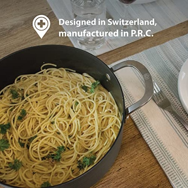 Swiss Diamond Hard Anodized Induction Compatible Stockpot/Dutch Oven with Lid - 식기 세척기 및 오븐 사용 가능, 5쿼트 논스틱 팬: 가정 및 주방