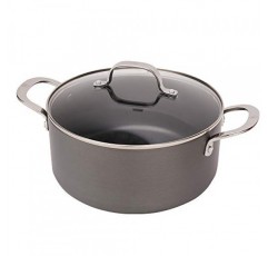 Swiss Diamond Hard Anodized Induction Compatible Stockpot/Dutch Oven with Lid - 식기 세척기 및 오븐 사용 가능, 5쿼트 논스틱 팬: 가정 및 주방