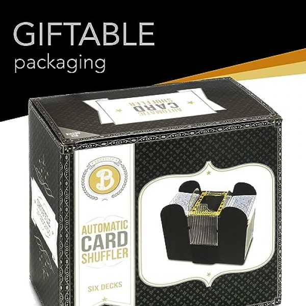 Brybelly 자동 카드 셔플러 6 데크 - 표준 크기 카드용 배터리로 작동되는 카드 셔플러 - 단일 버튼 작동