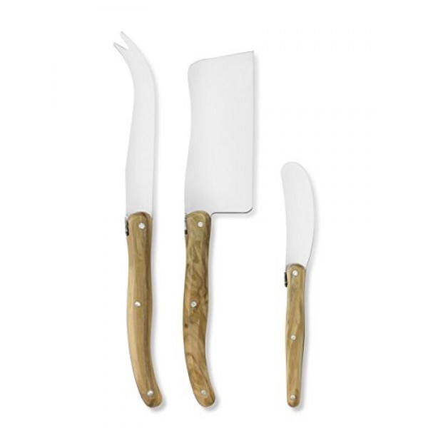 정품 Jean Dubost Laguiole 3피스 치즈 나이프 세트 올리브우드