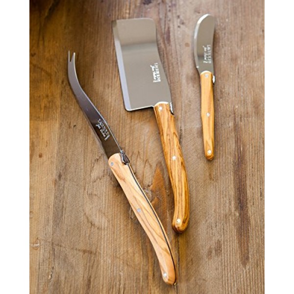 정품 Jean Dubost Laguiole 3피스 치즈 나이프 세트 올리브우드