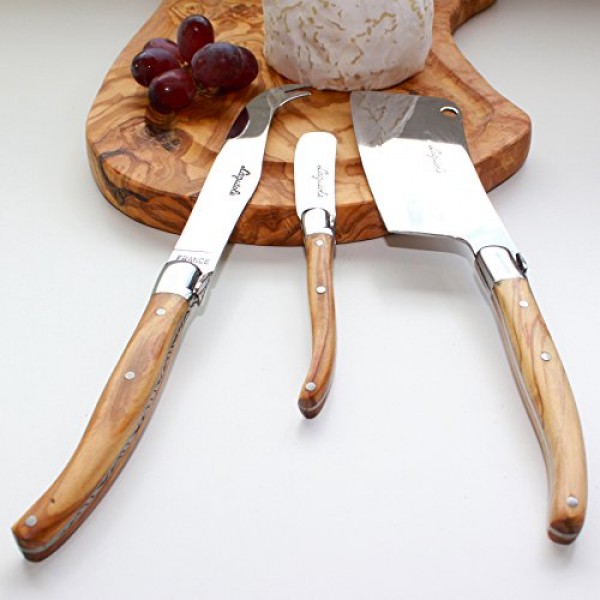 정품 Jean Dubost Laguiole 3피스 치즈 나이프 세트 올리브우드