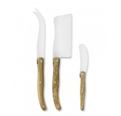 정품 Jean Dubost Laguiole 3피스 치즈 나이프 세트 올리브우드