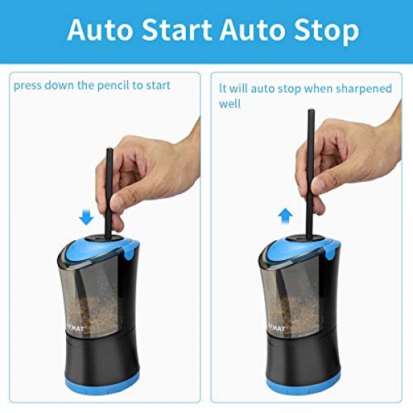 AFMAT 롱 포인트 연필깎이, 6-9.6mm 대형 연필용 충전식 아트 연필깎이, 예술가용 충전식 전기 지우개, 지우개 리필 140개