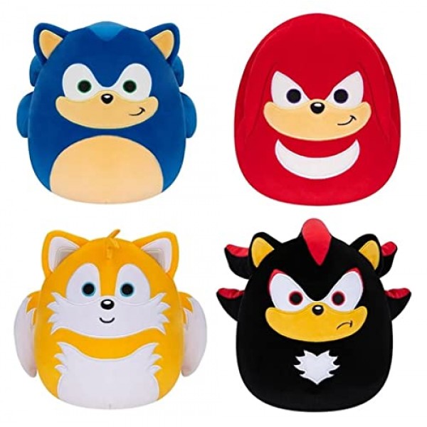 Squishmallows Kellytoy SEGA Sonic, Knuckles, Tails, Shadow 플러시 장난감(소닉 4개 8인치 세트)
