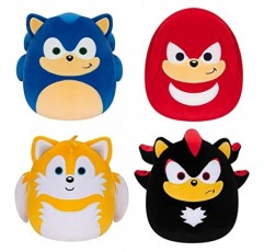Squishmallows Kellytoy SEGA Sonic, Knuckles, Tails, Shadow 플러시 장난감(소닉 4개 8인치 세트)