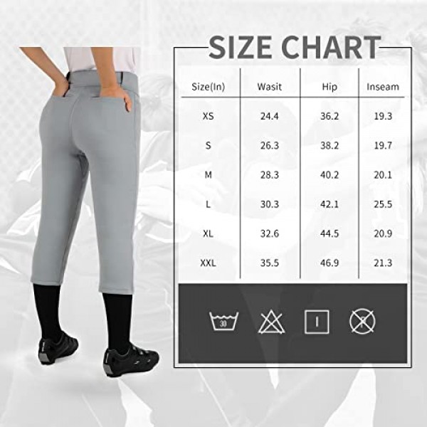 Beroy 소프트볼 바지 여성 Fastpitch 여성용 야구 바지 연습-주머니가있는 토너먼트