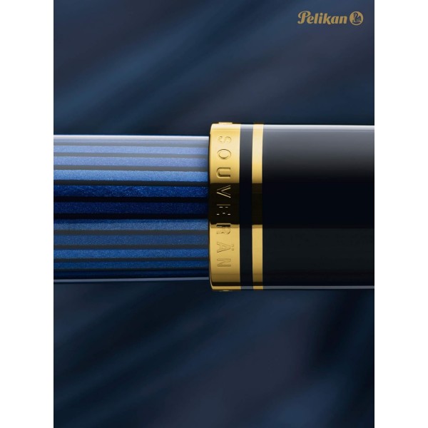 Pelikan 만년필 Souverän 800, 블랙 블루, 펜촉 M(미디엄), 선물 케이스에 담긴 고품질 피스톤 필러, 995951