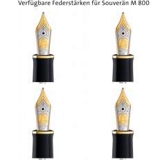 Pelikan 만년필 Souverän 800, 블랙 블루, 펜촉 M(미디엄), 선물 케이스에 담긴 고품질 피스톤 필러, 995951