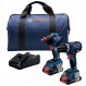 BOSCH GXL18V-251B25 18V 2도구 콤보 키트(1/4인치 포함) 그리고 1/2인치. 투인원 임팩트 드라이버, 컴팩트하고 견고한 1/2인치 해머 드릴/드라이버 및 (2) CORE18V 4.0 Ah 배터리