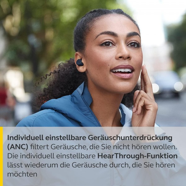 Jabra Elite 7 Active In Ear Bluetooth 이어버드 - 안정된 착용감을 위한 ShakeGrip과 조절 가능한 능동형 소음 제거 기능이 있는 진정한 무선 스포츠 헤드폰 - 다크 블루, 원 사이