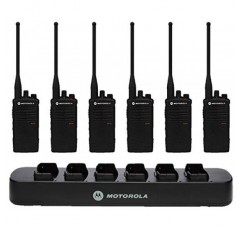 6 RDU4100 - UHF 4W 10채널 고강도 양방향 무전기 및 1 RLN6309 6 모토로라 솔루션 무선 충전기 - 업무용 블랙