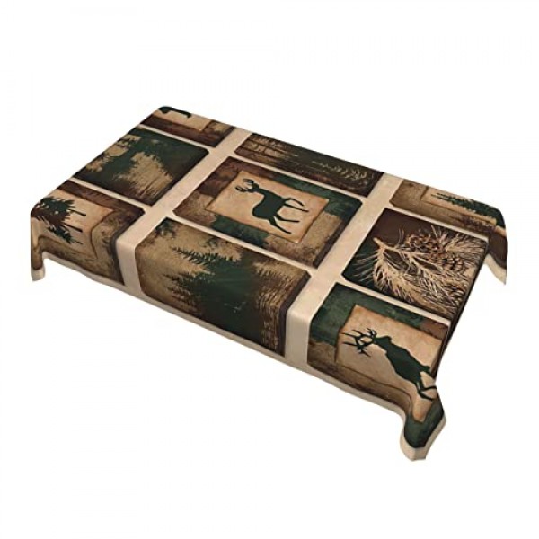 AIRMARK 소박한 컨트리 직사각형 식탁보, 컨트리 스타일 농가 로지 베어 무스 사슴 긴 테이블 천 주방 다이닝, 생일 파티, 휴일, 크리스마스, 뷔페용 빨 테이블 커버 54