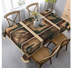 AIRMARK 소박한 컨트리 직사각형 식탁보, 컨트리 스타일 농가 로지 베어 무스 사슴 긴 테이블 천 주방 다이닝, 생일 파티, 휴일, 크리스마스, 뷔페용 빨 테이블 커버 54