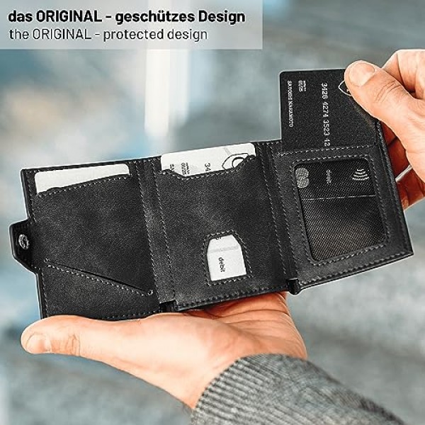 GenTo® Smartlet - 슬림 지갑 - 동전 수납칸이 있거나 없는 지갑 - TÜV 테스트를 거친 RFID NFC 보호 - 소형 미니 지갑 - 남성용 및 여성용 얇고 슬림한 카드 케이스 - 선물 상자