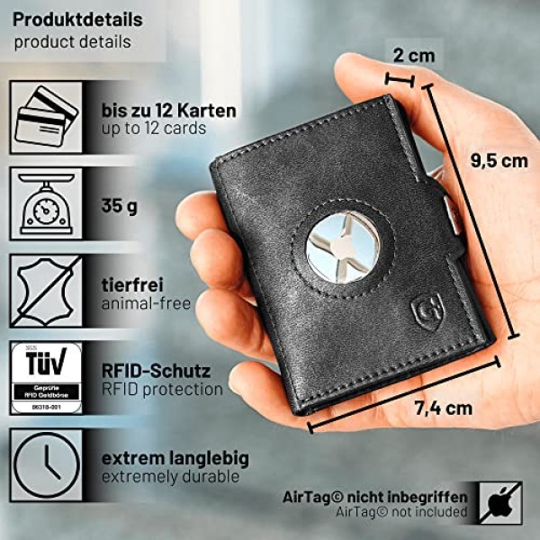 GenTo® Smartlet - 슬림 지갑 - 동전 수납칸이 있거나 없는 지갑 - TÜV 테스트를 거친 RFID NFC 보호 - 소형 미니 지갑 - 남성용 및 여성용 얇고 슬림한 카드 케이스 - 선물 상자