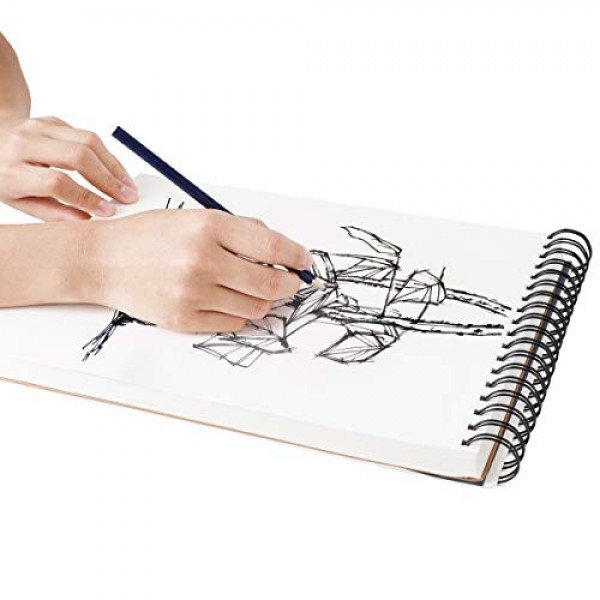 바흐모어 스케치패드 9X12 인치(68lb/100g), 아티스트 프로 및 아마추어를 위한 TOP 나선형 바운드 스케치북 200장 | 스케치용 마커 아트, 색연필, 목탄(혼합 색상, 9''X12'')