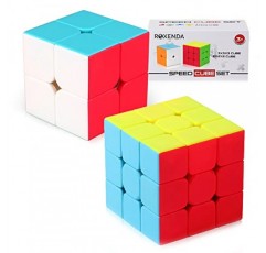Roxenda 스피드 큐브 세트, 2x2x2 및 3x3x3 큐브 스피드 큐브 번들 어린이 및 성인용 Smoothly Magic Cube 컬렉션 [2 팩](스티커 없음)