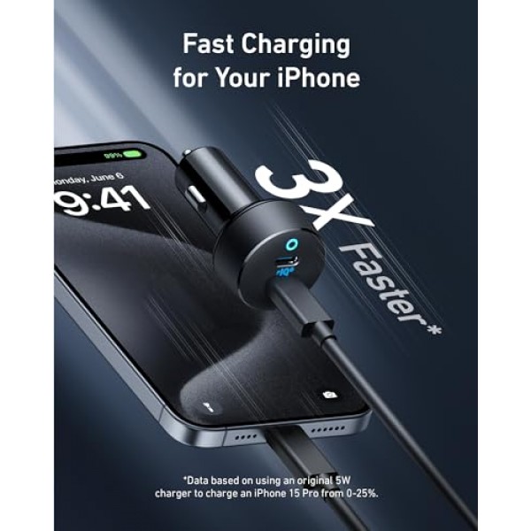 Anker USB C 차량용 충전기, 36W 2포트 PowerIQ 3.0 Type C 차량용 어댑터, iPhone12/12 Pro / 11/11 Pro /11 Pro Max/XR/Xs/Max/X, Galaxy, Pixel용 전원 공급 기능이 있는 PowerDrive III Duo iPad Pro 및 